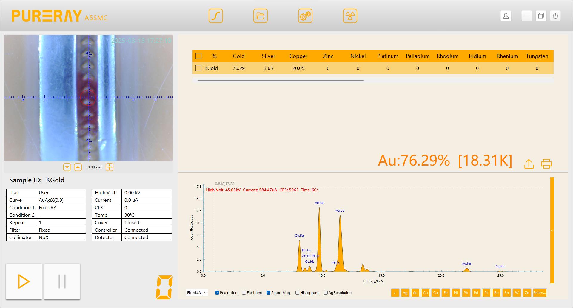 XRF-A5SMC test inlay jewelry